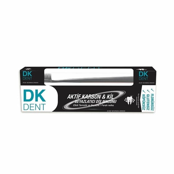 Diş MacunlarıDermokilDermokil DK Dent Kil ve Aktif Karbonlu Beyazlatıcı Diş Macunu 75 ml + Diş Fırçası Hediye