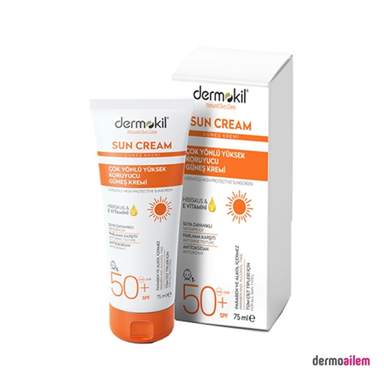 Spf 20 & 50 ArasıDermokilDermokil Sun Cream Spf 50+ Çok Yönlü Yüksek Koruyucu Güneş Kremi 75 ml