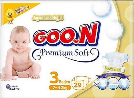 Bebek BezleriGoonGoon Bebek Bezi Premium Soft 3 Beden Ekonomik Paket 29 Adet