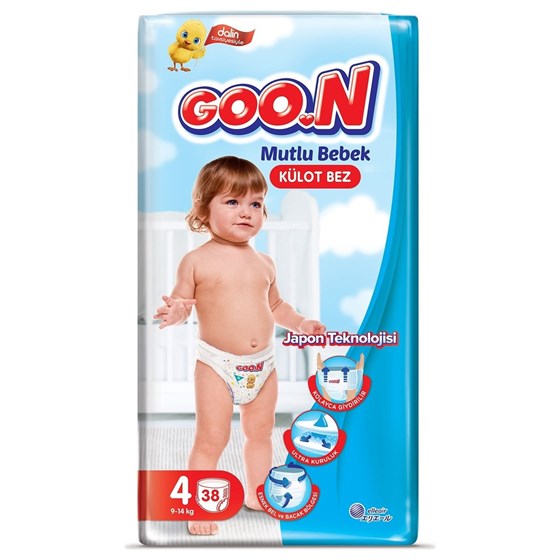 Bebek BezleriGoonGoon Pants Külot Bebek Bezi Mutlu Bebek 4 Beden Jumbo Paket 38 Adet 9-14 kg