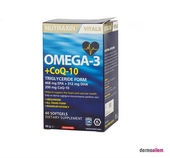 Takviye Edici GıdalarNutraxinNutraxin Omega 3 + CoQ-10 60 Kapsül
