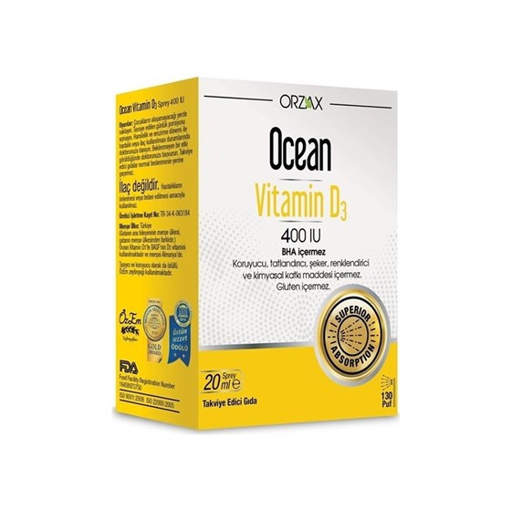 Takviye Edici GıdalarOrzaxOrzax Ocean Vitamin D3 400 IU Sprey 20 ml