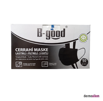 Maske & SiperlikB-GoodB-Good Lastikli Filtreli 3 Katlı Siyah Cerrahi Maske 50 Adet