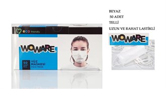 Maske & SiperlikEceEce Woware Lastikli Telli Cerrahi Yüz Maskesi 50 li Beyaz