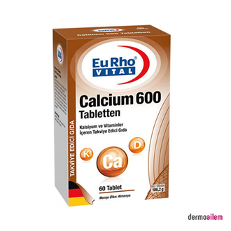 Takviye Edici GıdalarEurho VitalEurho Vital Calcium 600 mg 60 Tablet
