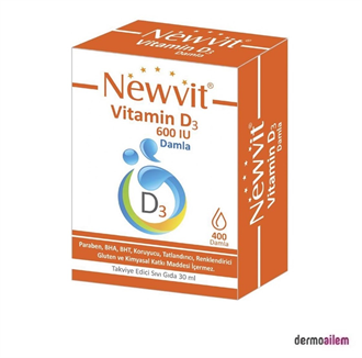 Takviye Edici GıdalarNewvitNewvit Vitamin D3 600 IU Damla 30 ml