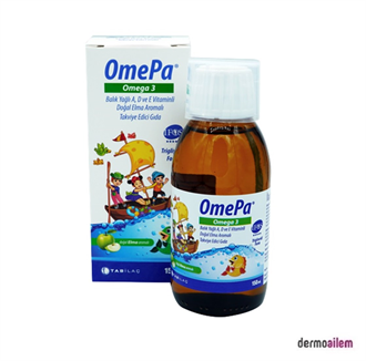 Takviye Edici GıdalarTab İlaçOmePa Omega 3 A D ve E Vitamini Elma aromalı 150 ml