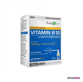 Takviye Edici GıdalarSuda VitaminSuda Vitamin Vitamin B12 Dil Altı Spreyi 10 ml