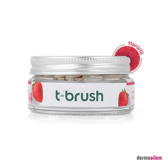 Diş MacunlarıT-BrushT-Brush Çilek Aromalı Flörürlü 90'lı Diş Macunu Tableti
