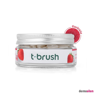 Diş MacunlarıT-BrushT-Brush Çilek Aromalı Flörürsüz 90'lı Diş Macunu Tableti