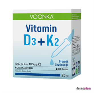 Takviye Edici GıdalarVoonkaVoonka Vitamin D3+K2 Damla 25 ml