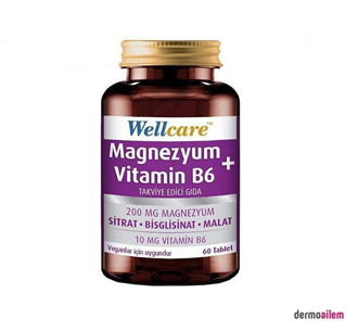 Takviye Edici GıdalarWellcareWellcare Magnezyum + Vitamin B6 Takviye Edici Gıda 60 Tablet