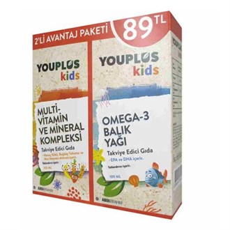 Omega 3 & Balık YağlarıAbdi İbrahimYouPlus Kids Vitamin ve Mineral Kompleksi Alana Omega 3 Balık Yağı Hediye