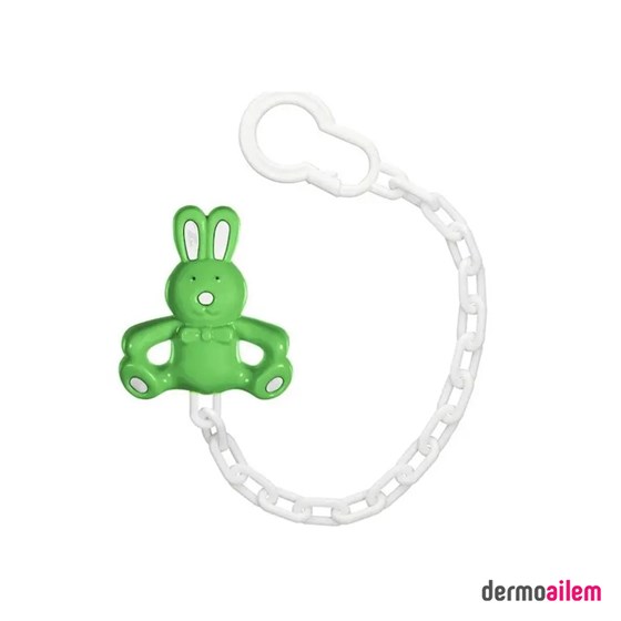 Biberon & Emzik & OyuncakWee BabyWee Baby Figürlü Yeşil Tavşan Desenli Emzik Askısı