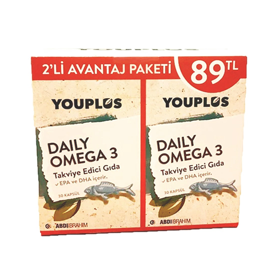 Omega 3 & Balık YağlarıAbdi İbrahimYou-plus Daily Omega 3 Balık yağı 30 Kapsül 2 Al 1 Öde
