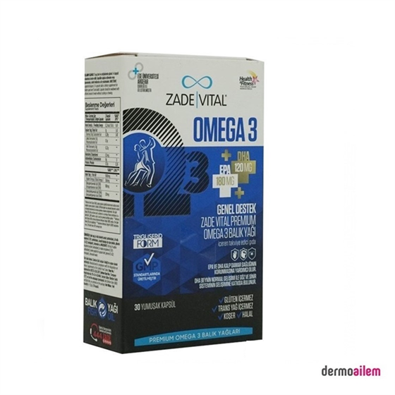 Omega 3 & Balık YağlarıZade VitalZade Vital Omega 3 Balık Yağı Premium 30 Kapsül